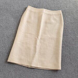Burberry London Classic Pencil Skirt in Cream Cotton Blend Sz 38 or US 4